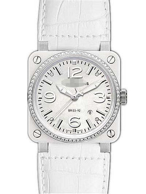 Wholesale Leather Watch Straps BR03-92-WHT-CERA-DIAM